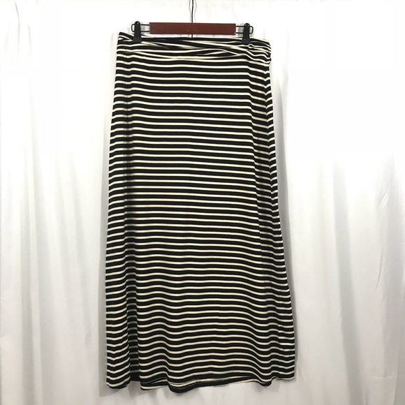 J. Crew Dresses & Skirts - J. Crew striped long maxi skirt medium black white